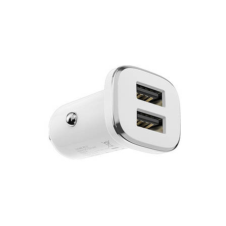 Автомобільний зарядний пристрій в прикурювач Borofone BZ12 2xUSB 2.4 А Білий, фото 1