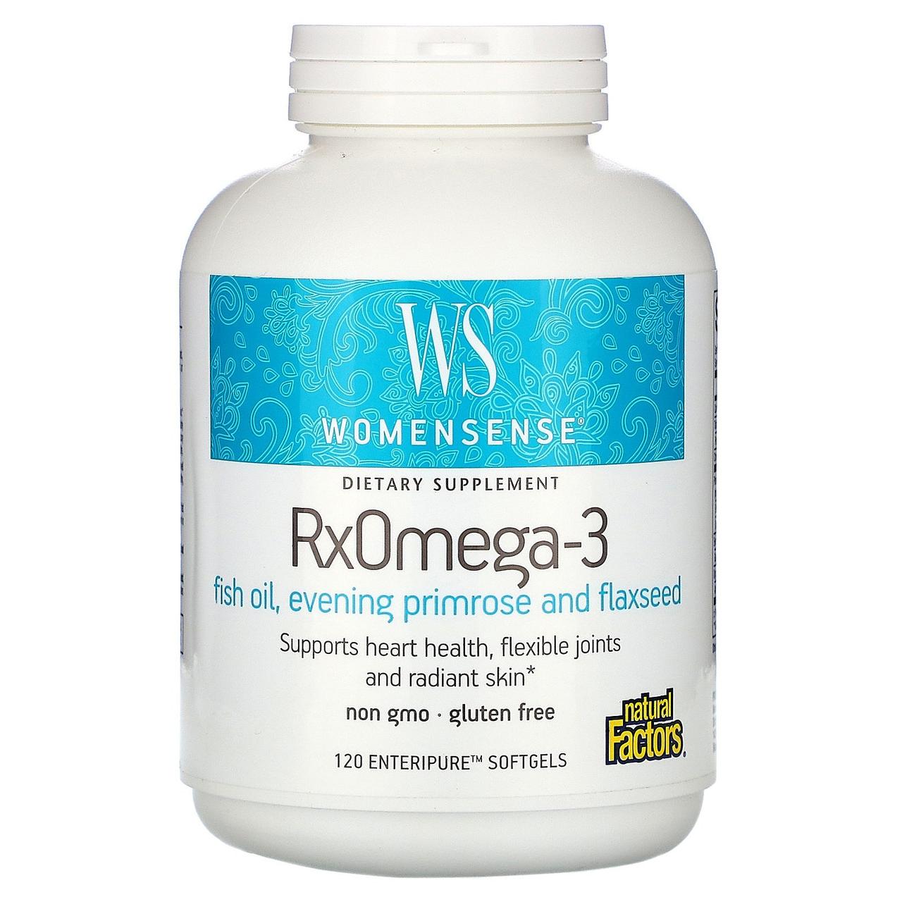 Natural Factors, WomenSense, RxOmega-3, 120 м’яких таблеток Enteripure
