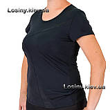Жіноча футболка для фітнесу батал, жіноча спортивна футболка великих розмірів Vaлерi 4029 з темносірим, фото 4