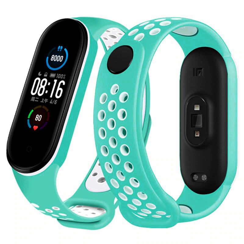 Ремешок Double Color Strap для Xiaomi Mi Band 5 / 6  Green-White, фото 1