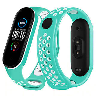 Ремінець Double Color Strap для Xiaomi Mi Band 5 / 6  Green-White