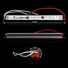 Блок живлення BIOM Professional DC12 18W BPFS-18-12 1.5А stick герметичний для LED стрічки, фото 3