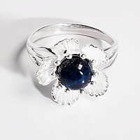 Серебряное кольцо с сапфиром звездчатым, 1636КС