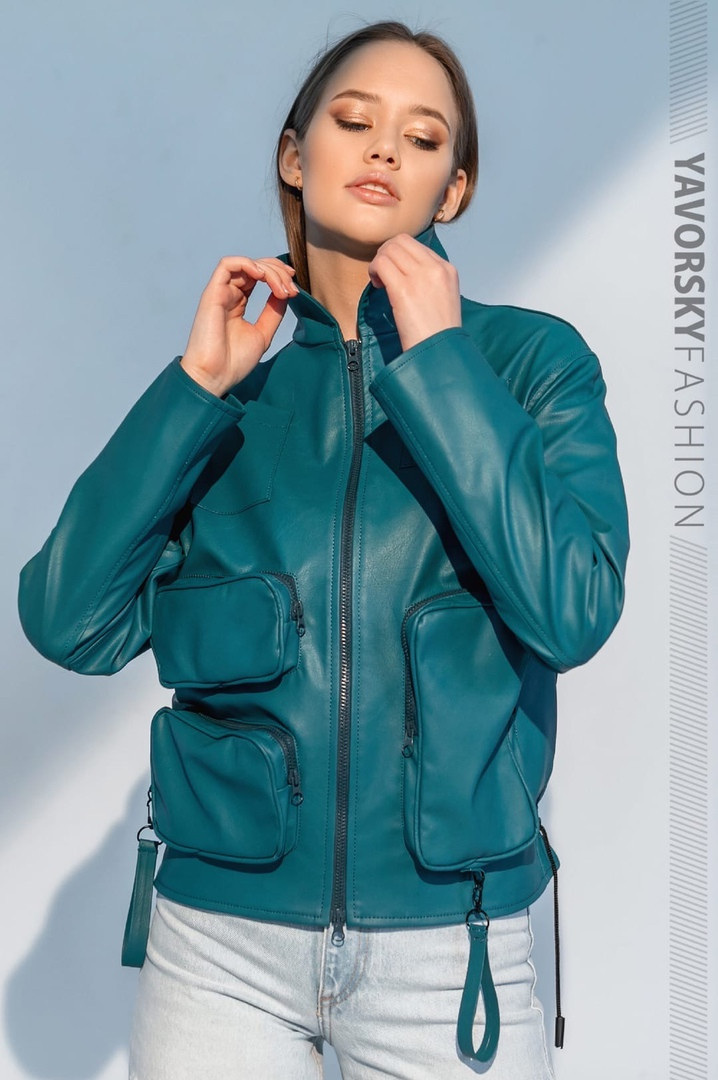 Куртка валиджі Yavorsky жіноча стильна шкіряна з об'ємними кишенями Gy1656