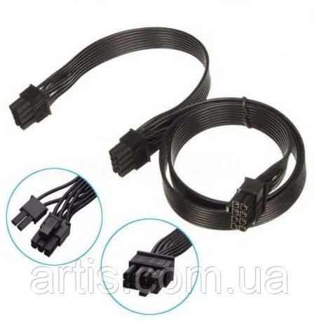 Модульний кабель 18 AWG 60 см 8pin ->2 по 8(6+2) перехідник подовжувач