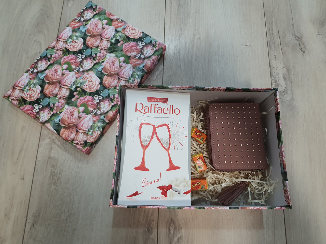 Подарунковий бокс з еко-сумкою, гаманцем та цукерками, фото 1