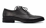 Оксфорди з броговуванням чорні шкіряні чоловічі туфлі взуття великих розмірів Amedeo Black Leather BS by Rosso, фото 2