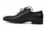 Оксфорди з броговуванням чорні шкіряні чоловічі туфлі взуття великих розмірів Amedeo Black Leather BS by Rosso, фото 3