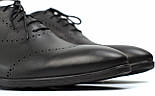 Оксфорди з броговуванням чорні шкіряні чоловічі туфлі взуття великих розмірів Amedeo Black Leather BS by Rosso, фото 8