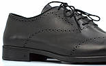 Оксфорди з броговуванням чорні шкіряні чоловічі туфлі взуття великих розмірів Amedeo Black Leather BS by Rosso, фото 7