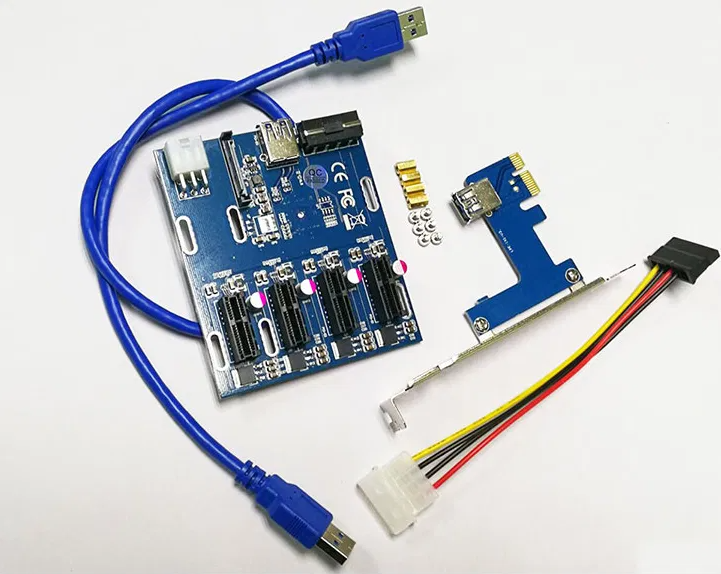 Плата розширення + живлення для райзера відеокарта PCI-E 1 на 4 трійник