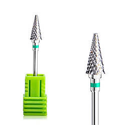 Твердосплавна Насадка для зняття гель лаку зелена насічка Фреза для зняття гель лаку Фрези твз для манікюру