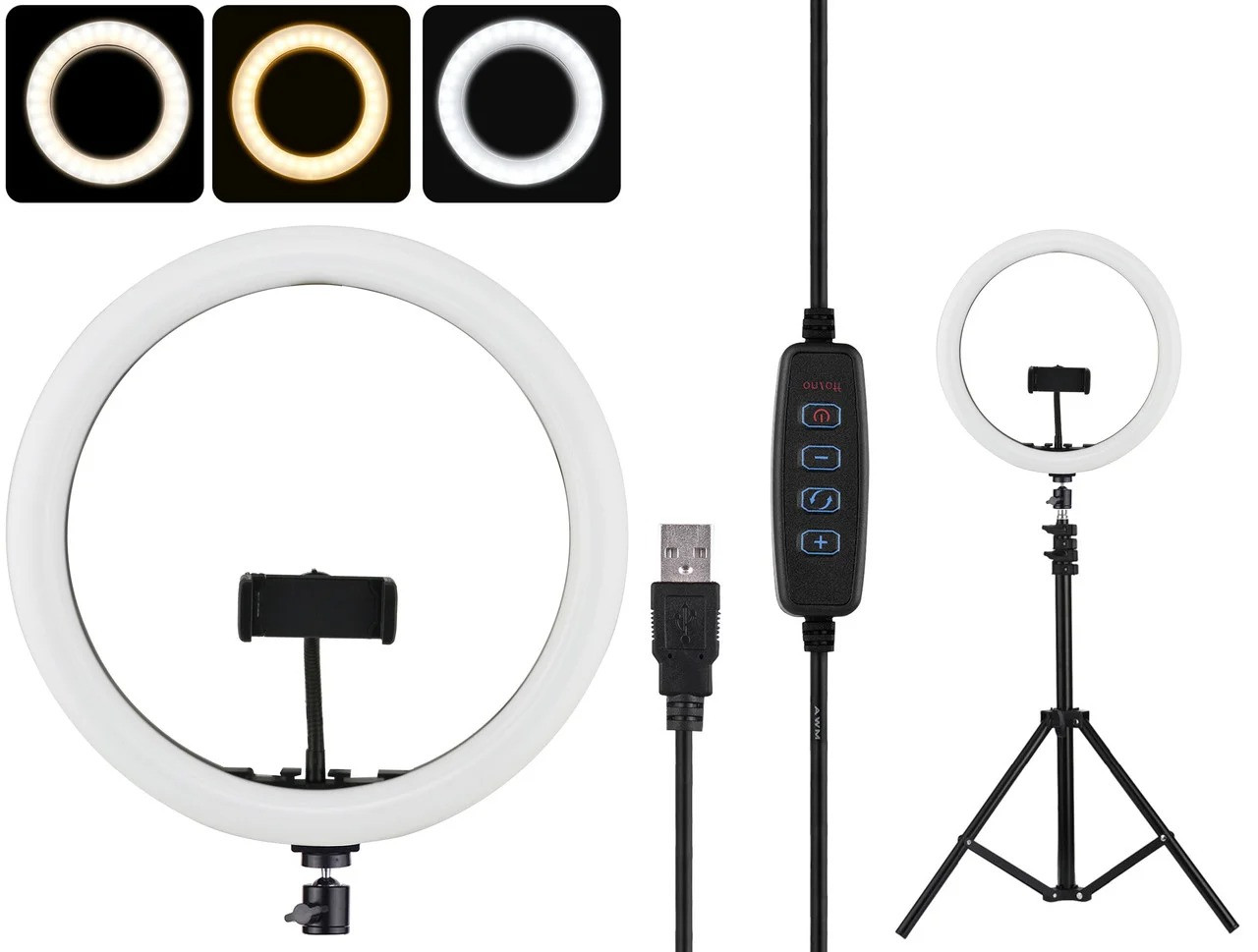 Кольцевая LED лампа диаметром SMN-12" (30 см) с пультом Black: продажа,  цена в Харькове. Подсветка и вспышка для селфи от "Интернет-Магазин  "PerviiShop”" - 1366054596