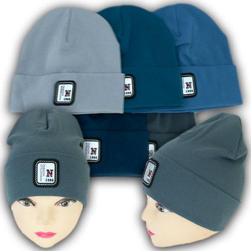 Одинарная трикотажная шапка с отворотом для мальчика Одинарная трикотажная шапка с отворотом для мальчика