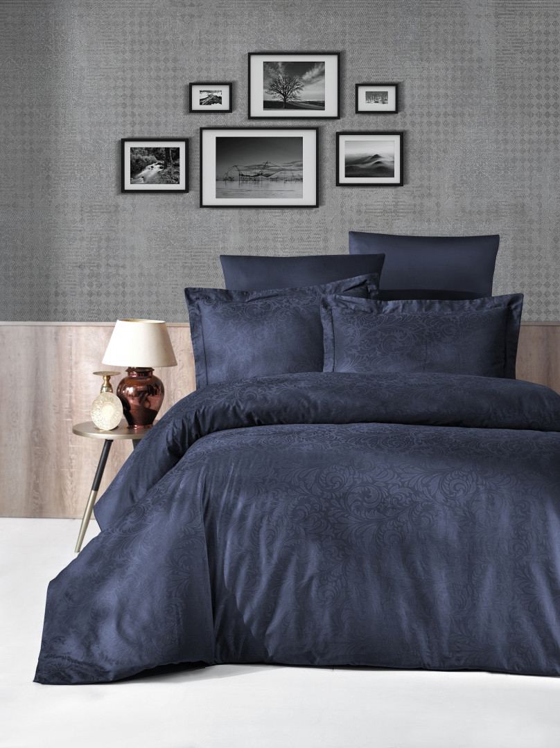 Постільна білизна First Choice Jacquard Satin "Tecna Navy Blue" JS 06