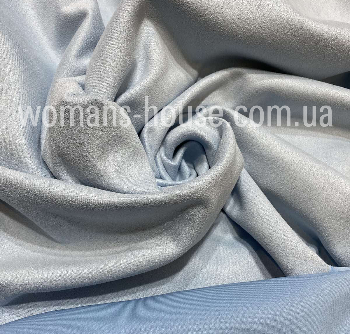 Трикотаж Замша на дайвінгу стрейч однотон 300 г/м2 ширина 150 см Блакитний, фото 1