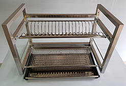 Сушка для посуду з піддоном навісна 2х-рівнева з нержавійки