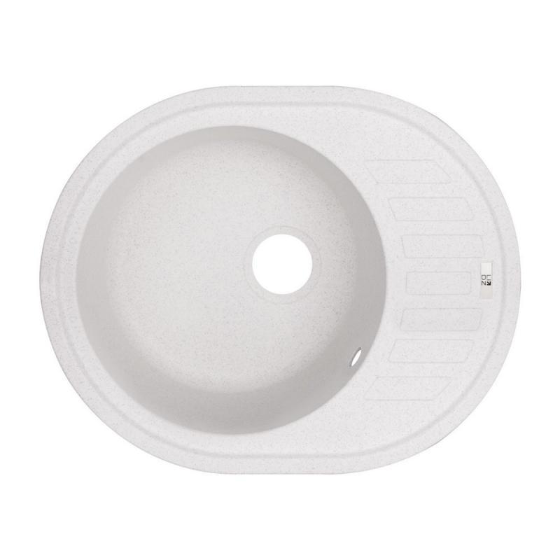 Гранітна кухонна мийка Lidz (WHI-01) 620х435х200 біла 6243