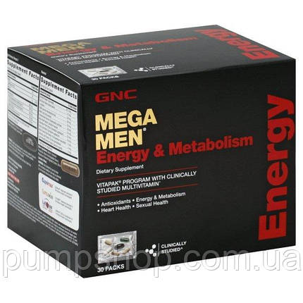 Вітаміни для чоловіків GNC Mega Men® Energy&Metabolism 30 пак., фото 1