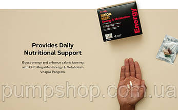 Вітаміни для чоловіків GNC Mega Men® Energy&Metabolism 30 пак., фото 4