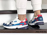 Жіночі спортивні кросівки Adidas Falcon шкіряні замшеві білі з синім і червоним, фото 5