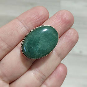 Кільце з натуральним каменем зелений агат