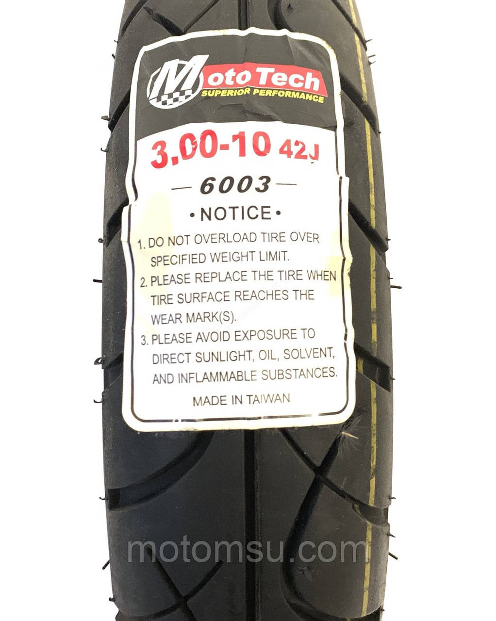 Шина 3.00-10 Mototech гладка 6003 (безкамерка), фото 1