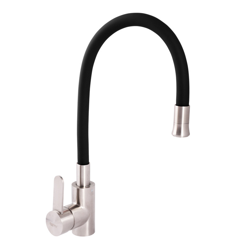 Змішувач для кухні Zerix LR74004-2 з чорним гнучким виливом (LL1202), фото 1