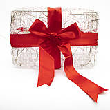 LED декорація подарункова коробка, 14 см, прозорий, 20л, блакитний, акрил (040858), фото 2