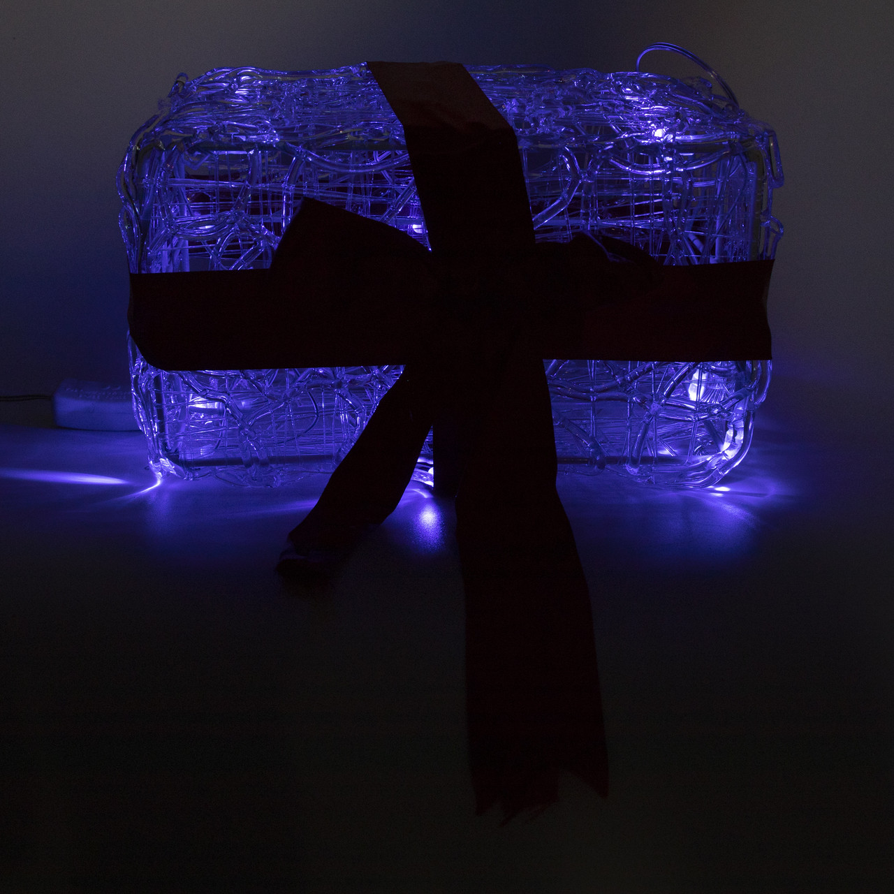 LED декорація подарункова коробка, 11 см, прозорий, 20л, блакитний, акрил (040865), фото 1