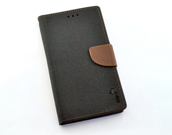 Чохол-книжка універсальна 3,5-4,0" black/brown дерм бокова +силікон підставка 4you, фото 1