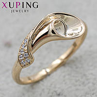 Колечко золотистое тонкое Xuping Jewelry трубочка со стразами медицинское золото 18K