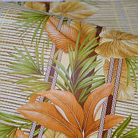 Бумажные влагостойкие обои для стен с вертикальным крупным рисунком листья бежевые 0,53*10м
