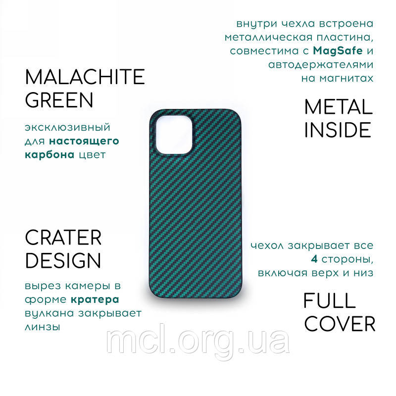 Карбоновий чохол для Apple iPhone 12 Pro (MagSafe Version) Karbon Magnet Case Malachite Green