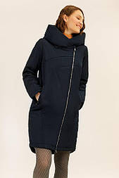 Довга жіноча куртка демісезонна Finn Flare A19-11019-101 темно-синя S