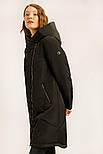 Довга жіноча куртка демісезонна Finn Flare A19-11019-200 чорна S, фото 2