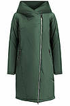 Довга жіноча куртка демісезонна Finn Flare A19-11019-514 зелена XS, фото 5