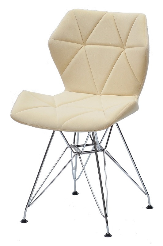 Стілець Greg CH-ML оксамит молочний B-1020 на хромованих ніжках, дизайн Charles&Ray Eames