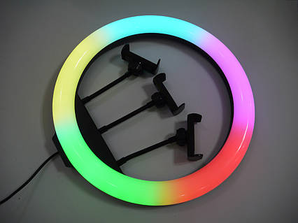 Кільцева LED лампа RGB 36см 3 кріплення USB MJ36, фото 1