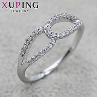 Кольцо серебристое Xuping Jewelry восьмёрочка с хрустальными камнями медицинский сплав