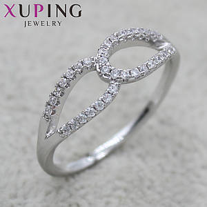 Кільце сріблясте Xuping Jewelry вісімочка з кришталевим камінням медичний сплав