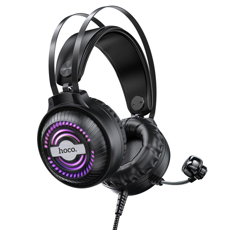 Ігрові навушники з мікрофоном HOCO Streamer gaming headphones LED W101. Black