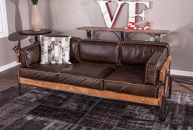 М'який диван "Робін", м'який диван на металевій опорі з дерев'яними бильцями за індивідуальними вимірами