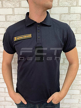 Тактична Футболка Поло НГУ вологовідвідна CoolPass з нанесенням синя