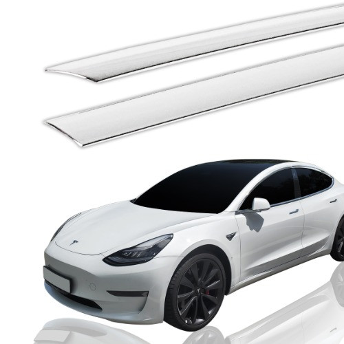 Дефлектори вікон, вітровики хромовані Tesla Model 3 2017- (Autoclover E033)