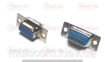 01-05-066. Гніздо 15pin (VGA) 3-х рядне під кабель, під пайку
