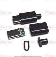 01-08-081BK. Штекер USB type C, под пайку, разборной, бакелит, черный