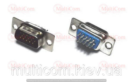 01-05-061. Штекер 15pin (VGA) 3-х рядний під кабель, під пайку