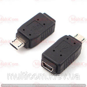 01-08-229. Перехідник штекер micro USB - гніздо mini USB