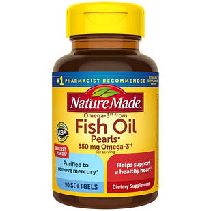 Nature Made Omega-3 from Fish Oil Pearls Омега 3 супермаленькі капсули 550 mg, 90 ЖК